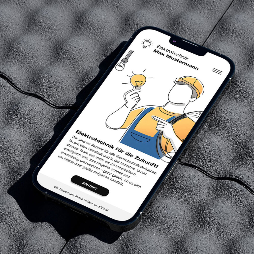 Webdesign einer Website für Elektriker mit Zeichnung