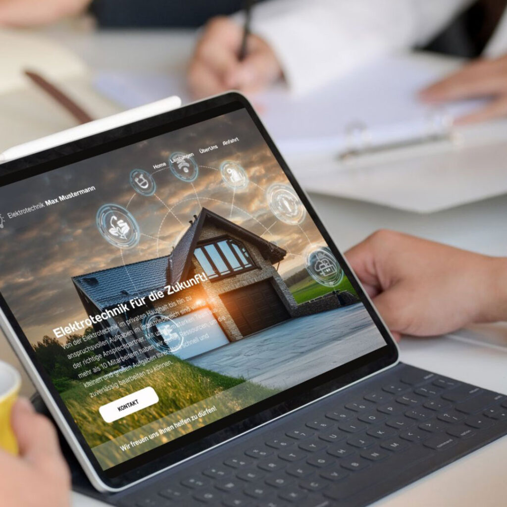 Webdesign Website für Elektriker für das Tablet